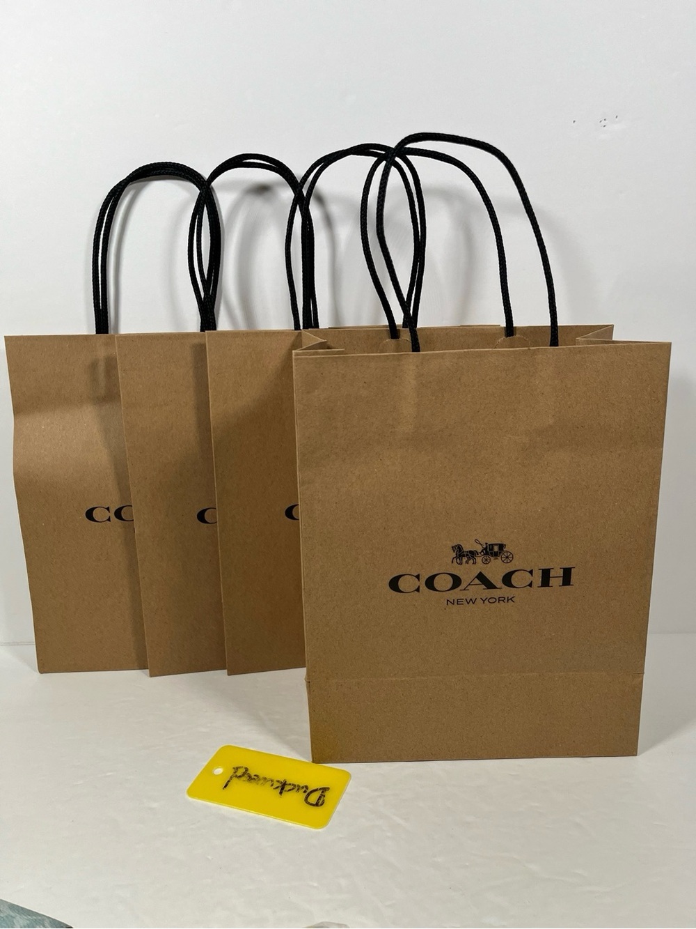 New 4-Pack Coach Paper Shopping Bags Small Size Brown Paper Gift Bag